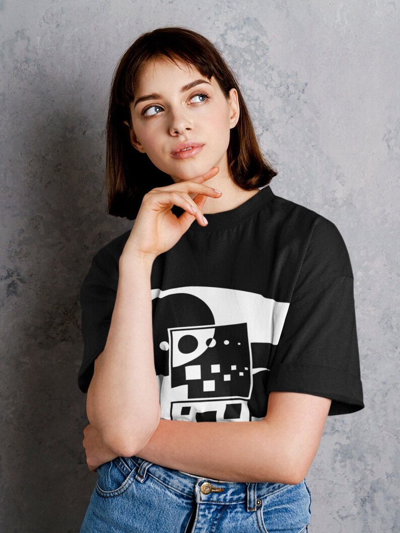 Unisex Tee: Eyes Up Modern Geometric Minimal Abstract Art Printed Graphic T-Shirt image 3