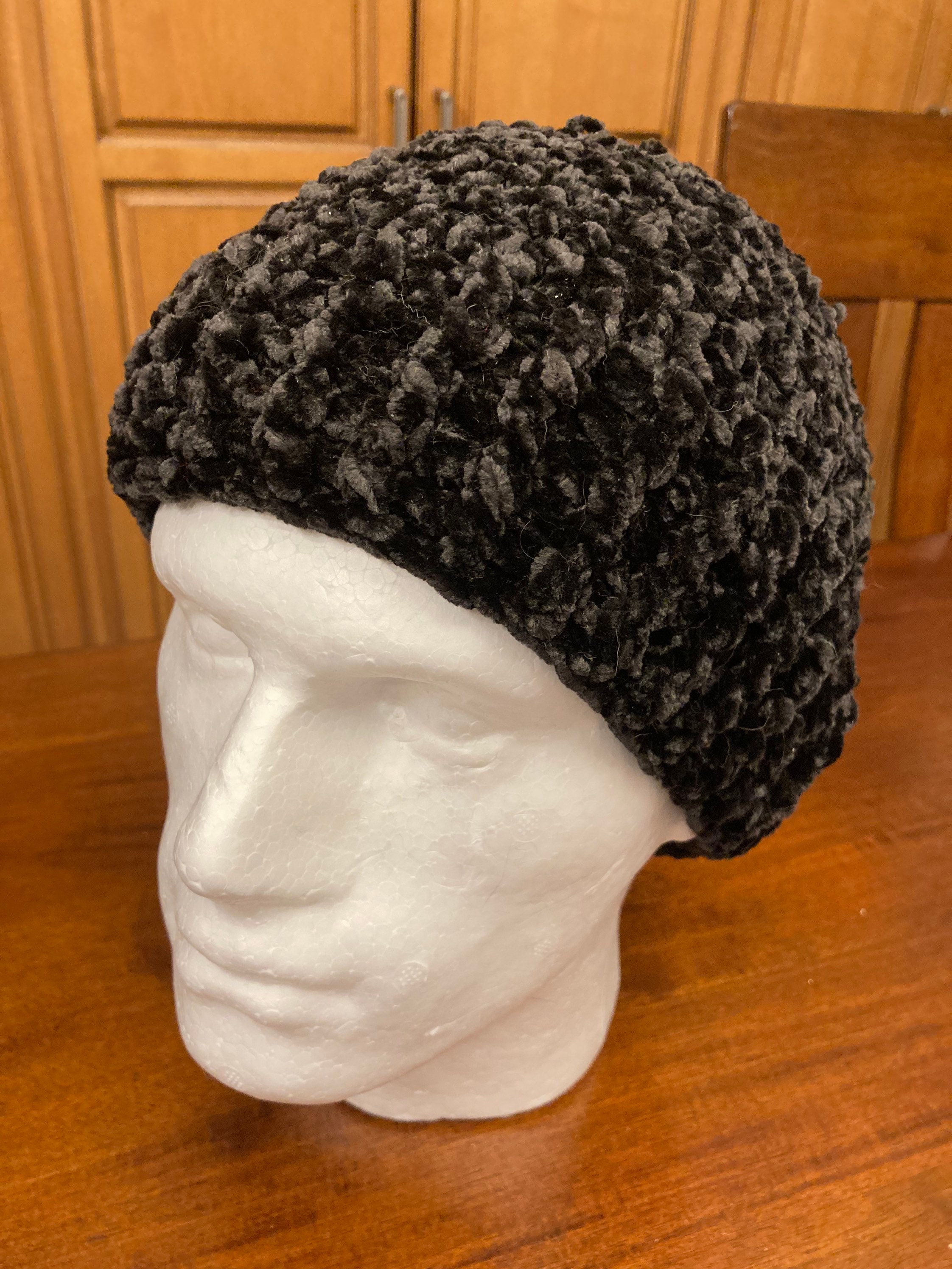 Anthracite Men's Slouchy Beanie Hand Knit Hat for Men Unisex