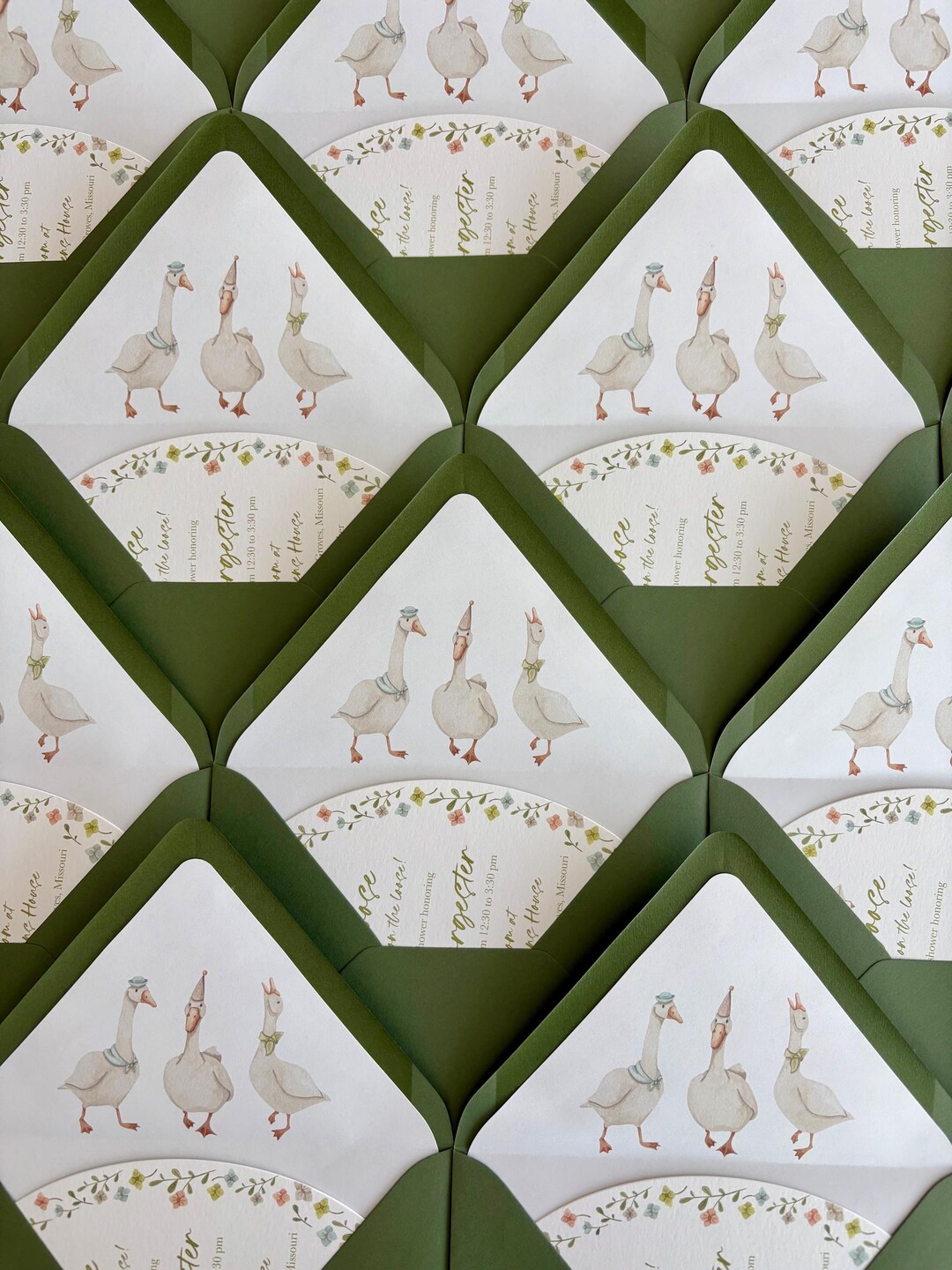 Goose Envelope Silly Goose Shower Birthday Envelope Liners, Watercolor Geese Party ...