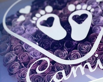 Personalized Baby Girl Shadow Box | Floral Memory Light Box