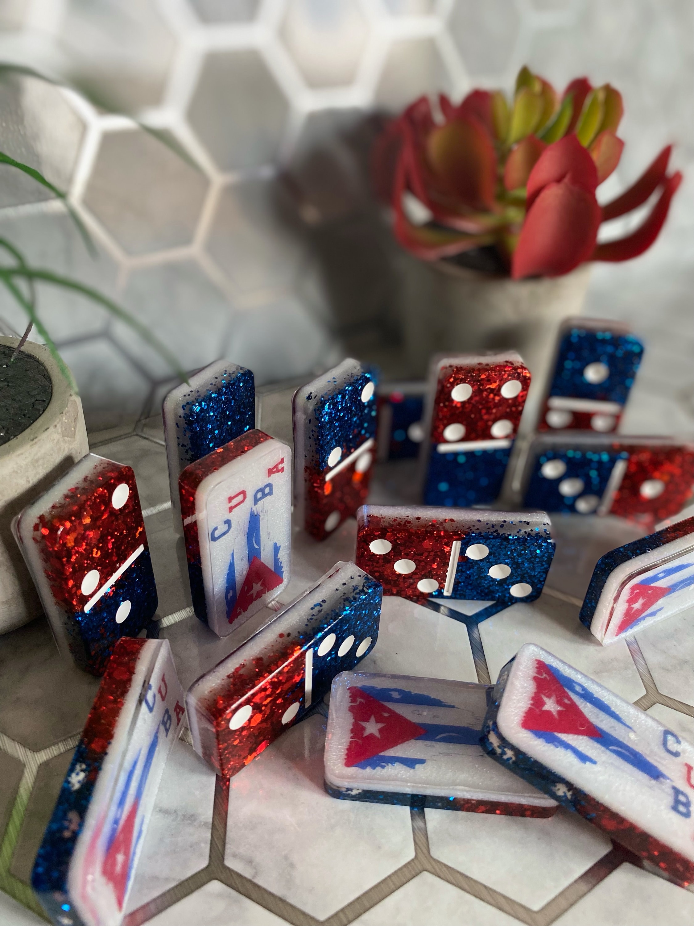 Custom Made Domino Set | Handmade Resin Dominoes | Family Game Night | Double 6 | Double 7 | Double 9 | Double 12 |