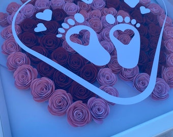 Personalized Baby Girl Shadow Box | Floral Memory Light Box