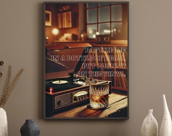 Country Music Inspired ‘Revival’ Lyrics Print, Vinyl & Whiskey, Western Wall Art