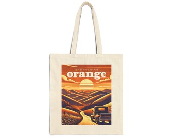 Country Music Tote Bag, 'Something In The Orange' Lyrics, Cotton Canvas Carryall