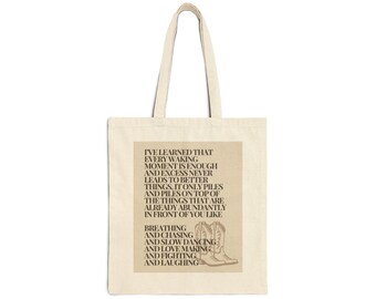 Country Music Inspired Fear and Fridays Cotton Canvas Tote Bag, Western Aesthetic