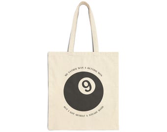 Nine Ball Lyrics Canvas Tote Bag, Vintage Country Music Style Bag