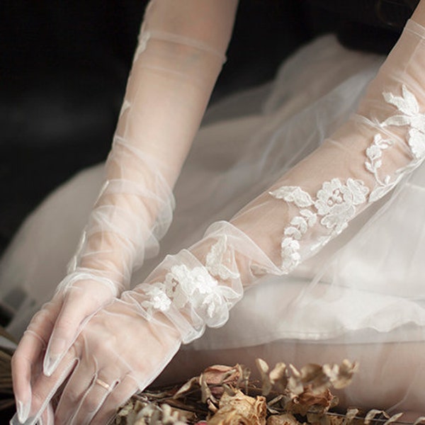Lace Bridal Gloves Etsy