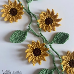 Handmade Crochet Sunflower Leaf Bunting | Flower Garland | Summer Decor | Spring Decor | Floral Theme | Yellow | Green | Crochet | Handmade