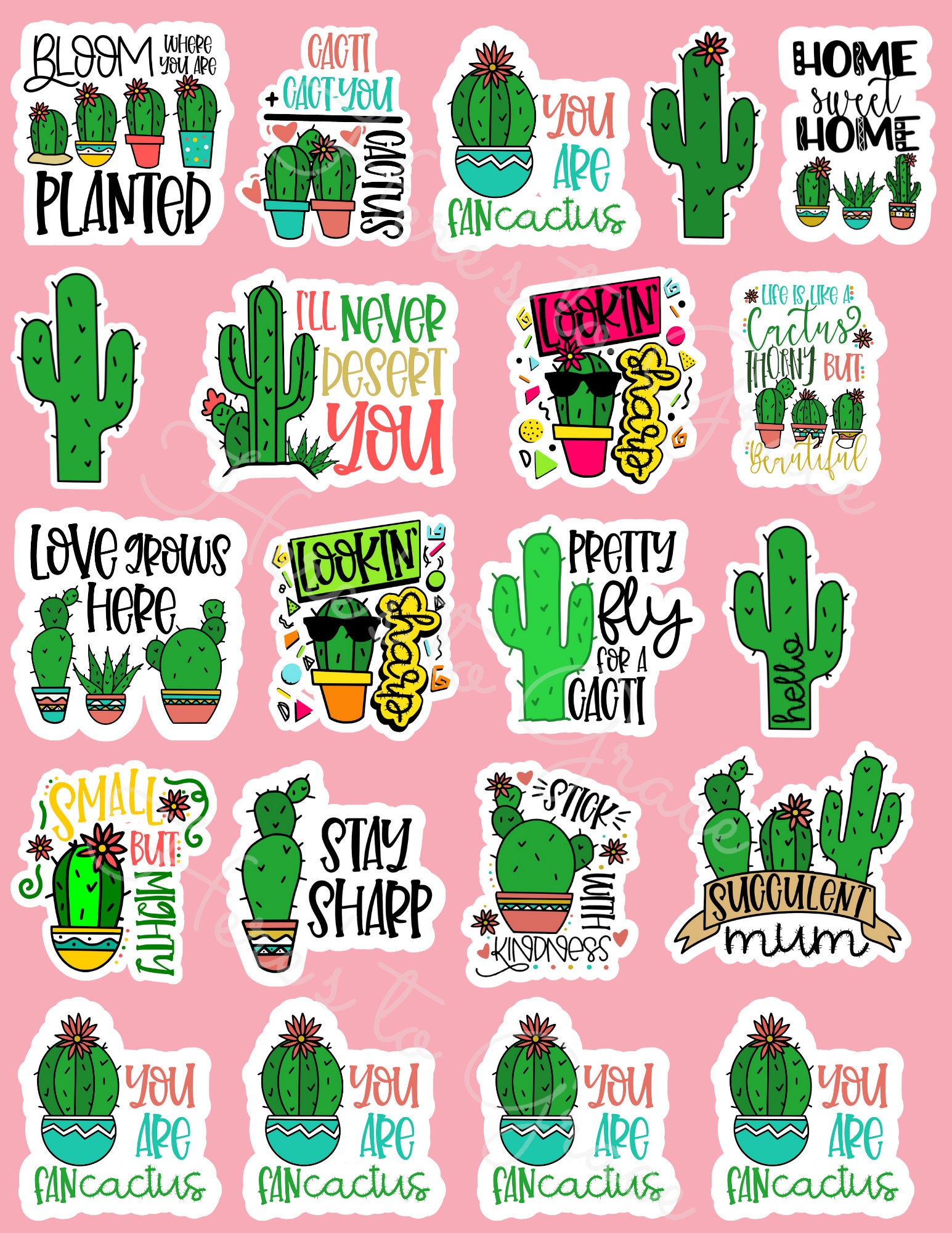 Printable Cactus Stickers Printable Planner Stickers - Etsy