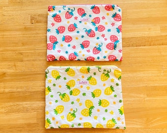 Lulet's Original "Sweet Strawberries" Print Handmade Zippered Pouch!