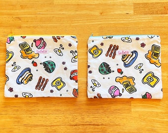 Lulet's Original Print "Tossed Breakfast" Handmade Zippered Pouch!