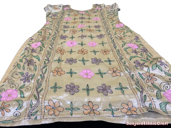 Vintage Hand Embroidered Kantha Work Dress, Handm… - image 6