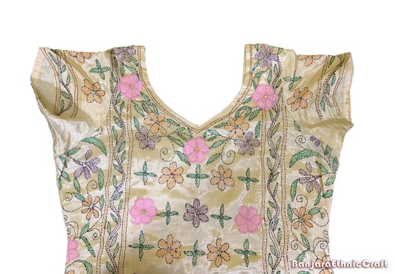 Vintage Hand Embroidered Kantha Work Dress, Handm… - image 2