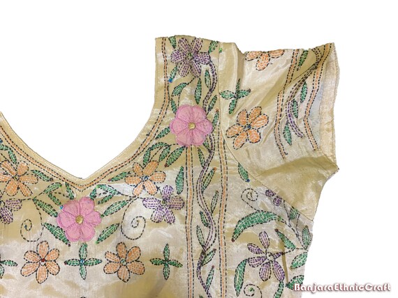 Vintage Hand Embroidered Kantha Work Dress, Handm… - image 8