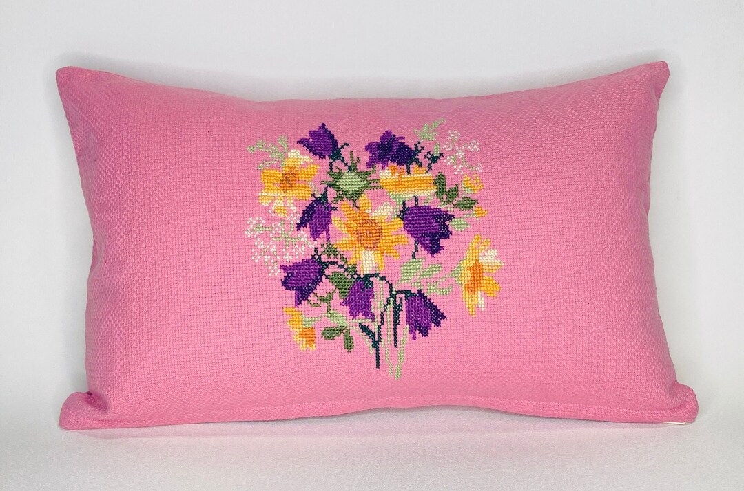 Unique Decorative Pillow 20x12 Ukrainian Flower Embroidery Etsy