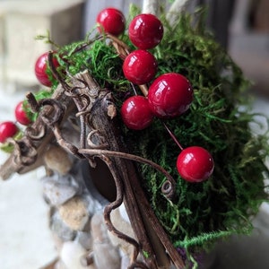 Charming Small Stone Cottage Birdhouse with berries image 9