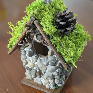 Adorable Mini Storybook Stone Cottage Birdhouse