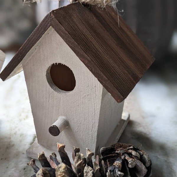 Tier Display Birdhouse ONE Small birdhouse for tier tray display, rustic mini birdhouse, small wooden