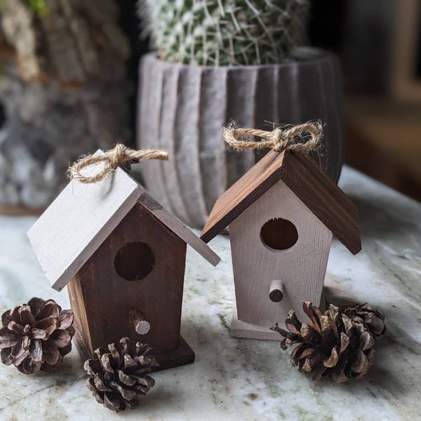 Tier Display Birdhouse set of two, Small birdhouse for tier tray display, rustic mini birdhouse, small wooden birdhouse set of two