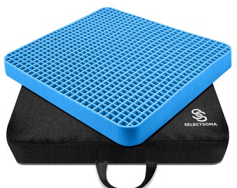 SelectSoma Travel Seat Cushion for Long Sitting – Car and Truck Cooling Gel Cushion - Chair Cushion for Back, Sciatica, Tailbone Pain Relief