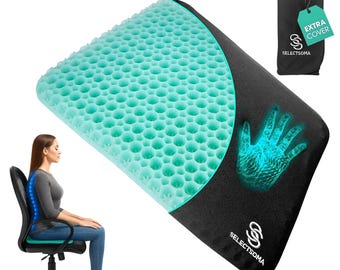 Gel Seat Cushion for Long Sitting Pressure Relief for Back, Sciatica, Coccyx, Tailbone Pain (Green)
