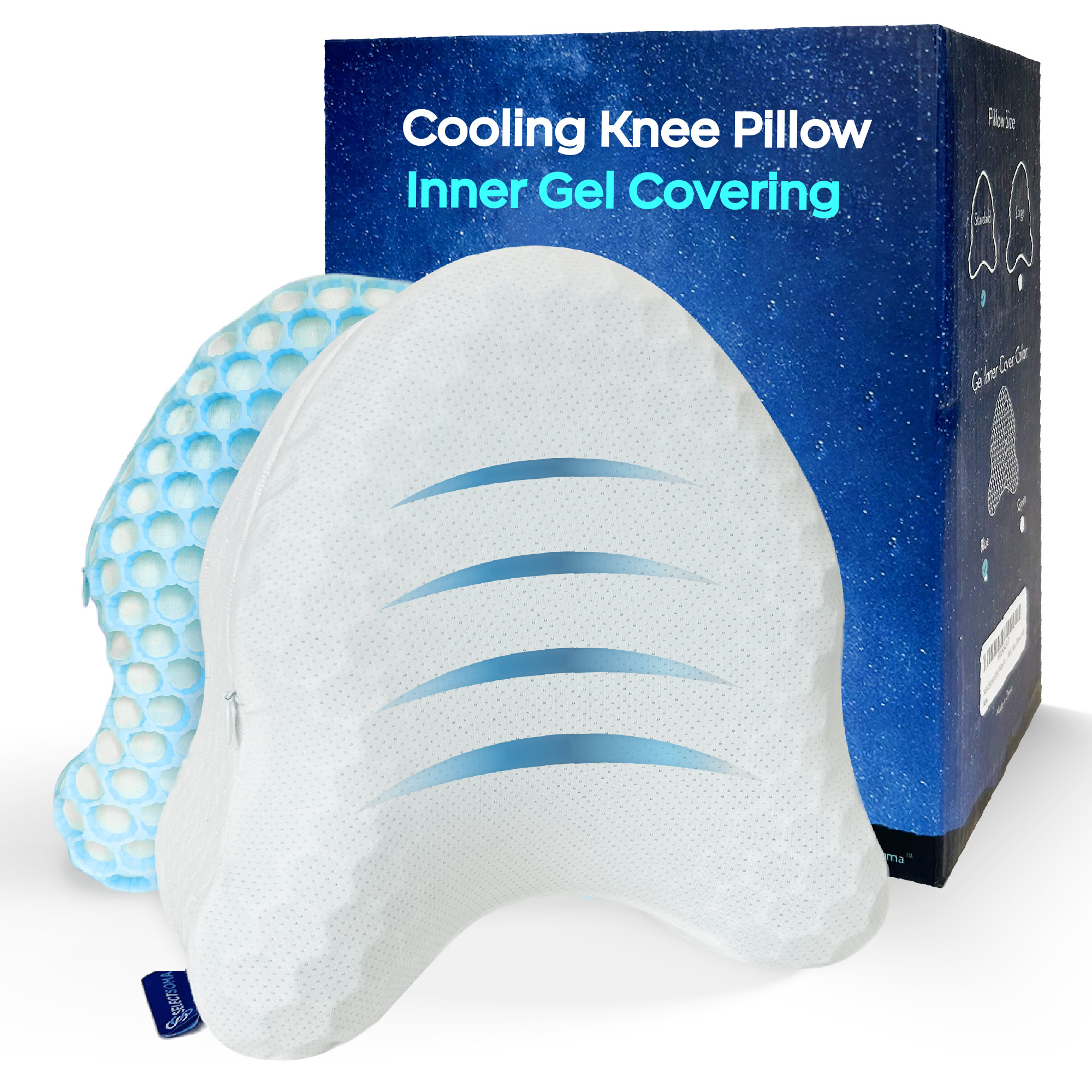 Contour Legacy Cool Gel Leg & Knee Memory Foam Side Sleeper Support Pillow  - Soothing Pain Relief for Sciatica, Back, Hips Knees & Joints