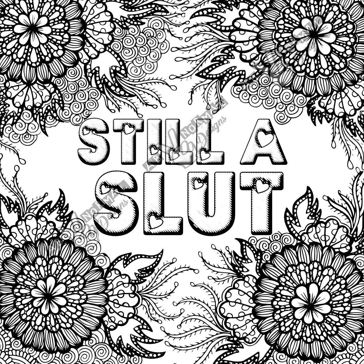 1250px x 1250px - Slut Coloring Page - Etsy
