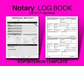 Notary Log Book KDP Interior Template 8.5"X11" inches 100 Page Ready to Upload PDF Public Notary Record Journal, Low Content Book