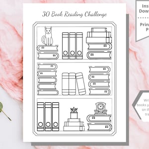 Reading Challenge, Book Challenge, Reading Tracker, Book Tracker, Reading Log, Book Log, Book Lover, Cat Lover Gift, Book Journal