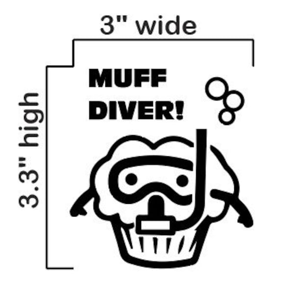 muffin, muff, diver, humor, vinyl, decal, sticker
