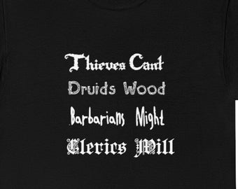 Camicia Clerics Will, Camicia Dungeons and Dragons, Camicia D&D, Regalo DnD, Camicia Geek, RPG da tavolo, Fantasy, Ladri, Barbari, Druidi