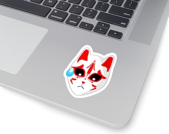 Adesivo Kiss-Cut maschera Kitsune, giapponese, Weeb, Anime, Manga, Otaku