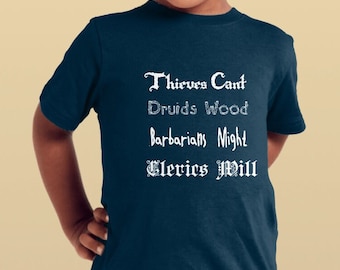 Camicia Clerics Will Kids, Camicia Dungeons and Dragons, Camicia D&D, Regalo DnD, Camicia Geek, RPG da tavolo, Fantasy, Ladri, Barbari, Druidi