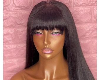 24in Straight Bang Wig Machine Made