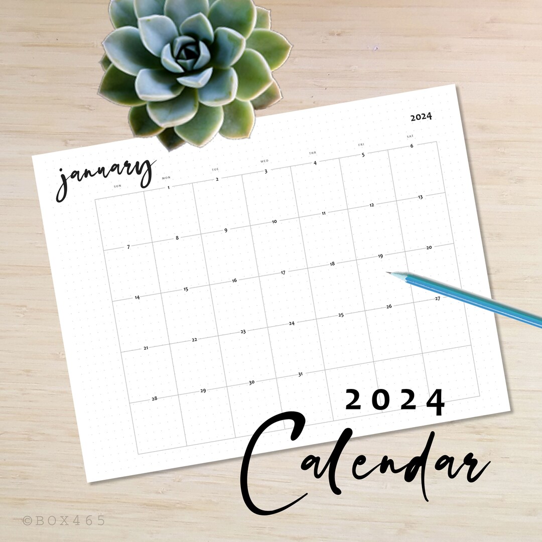2024 Letter and A4 Horizontal Download & Printable PDF Monthly Calendar ...