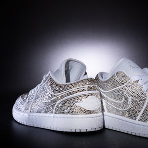 Nike Air Jordan 1 with Swarovski Crystals. Custom sneakers. Bridal sneakers. Wedding sneakers Nike Air Jordan 1 low image 4