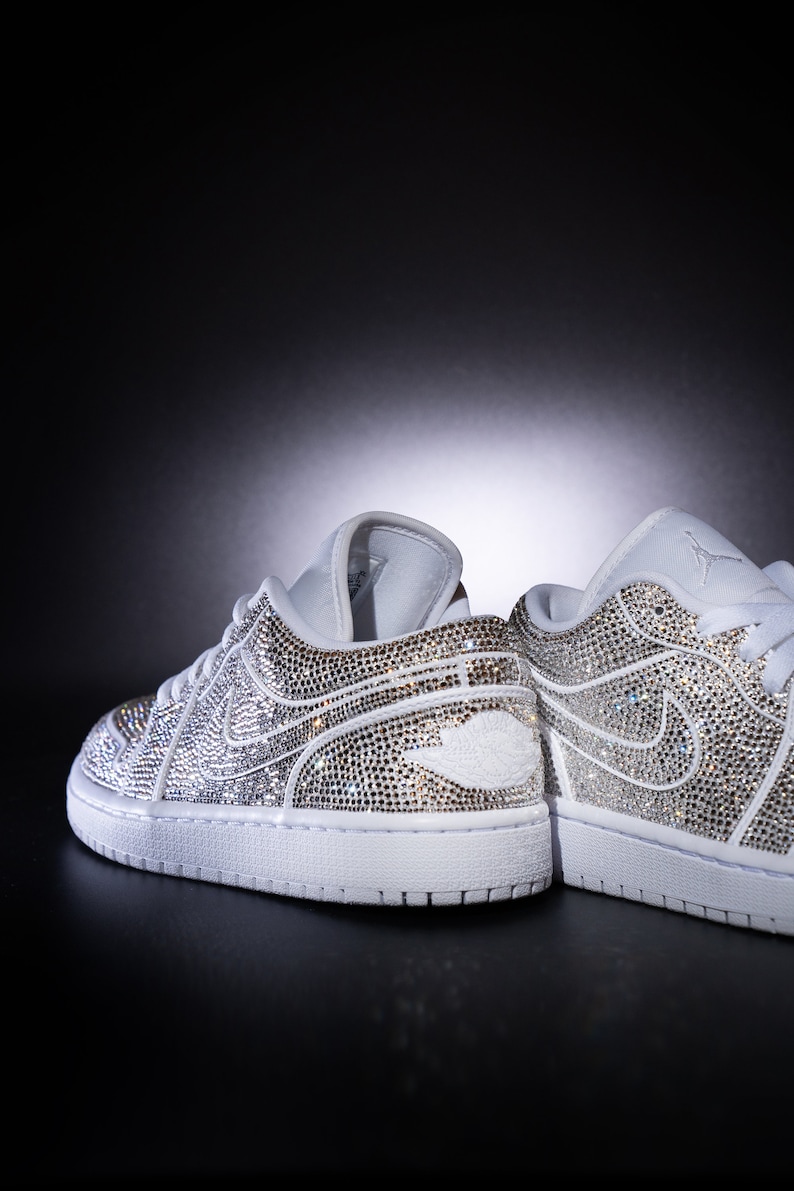 Nike Air Jordan 1 with Swarovski Crystals. Custom sneakers. Bridal sneakers. Wedding sneakers Nike Air Jordan 1 low image 4