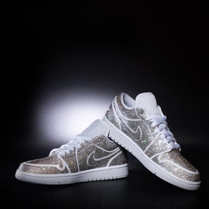 Nike Air Jordan 1 with Swarovski Crystals. Custom sneakers. Bridal sneakers. Wedding sneakers Nike Air Jordan 1 low image 5