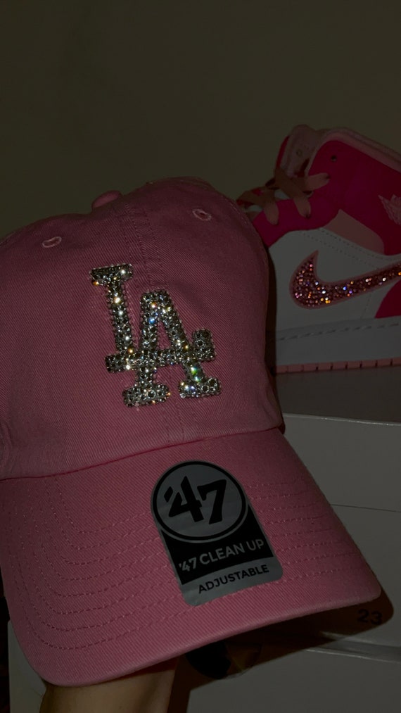 Pink LA Dodgers Crystal Hat With Swarovski Crystals - Etsy display picture 3
