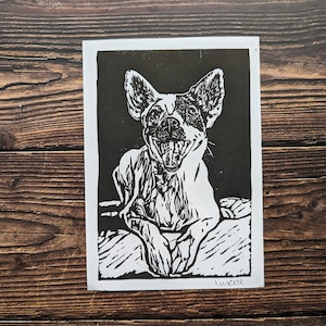 Jack Russell print original dog LinoCut art Print picture home decor wall art