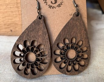 Dark wood drop earrings