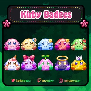 Kirby Twitch Badges / Sub Badge / Bit Badge / Cute / Kawaii / Streamer Graphics /