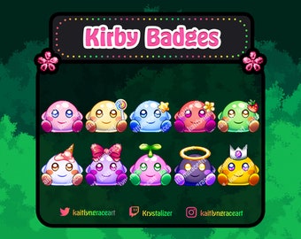 Kirby Twitch Badges / Sub Badge / Bit Badge / Cute / Kawaii / Streamer Graphics /