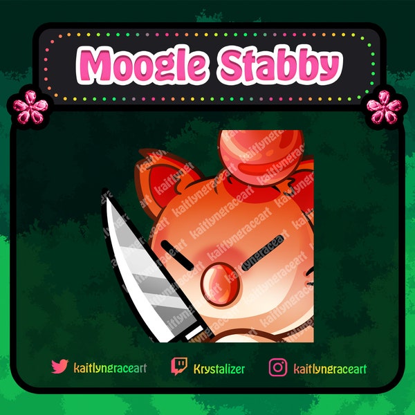 Twitch Emote Moogle Stabby / Stab / Mad / Rage / Angry / Discord Sticker / Emote / Cute / Kawaii / Streamer Graphics / Cartoon