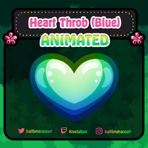 Animated Twitch Emote Blue Heart / Heart Throb / Love / Discord Sticker / Cartoon / Cute / Kawaii