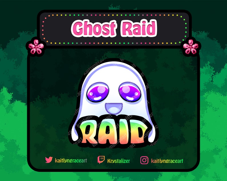 Raid Text Sticker Twitch Emote Ghost Raid / Raid Emote / Discord Sticker / Emote / Cute ...