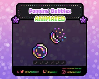 Gesto animado de Twitch que hace estallar burbujas / Pixel Art / Lindo / Sirena / Streamer