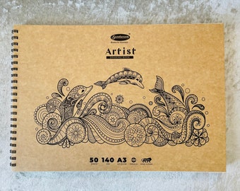 150gsm Acid Free White Cartridge Paper 40 Sheets Artgecko Krafty Sketchbook A3 Landscape 80 Pages