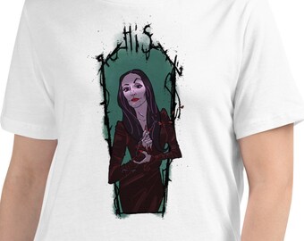Morticia Addams (his and hers) Women's Relaxed T-Shirt halloween, couple's costume, spooky, Morticia and Gomez, illustration, Addams Family