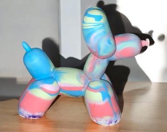 Watercolor style handmade Balloon Dog Statue: Eco Resin Art Decor